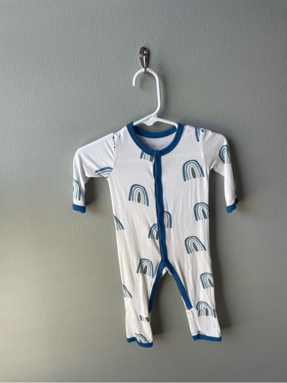 Kyte Baby // Dark Blue Bamboo Rainbow Snap Coverall Romper